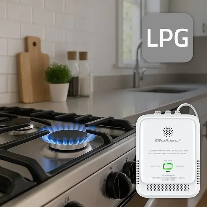 Qoltec Certified Propane-Butane Gas Leak Sensor | LPG detector | 85dB alarm | LED Фото num