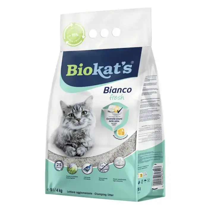 Smiltis kaķu tualetei - Biokats Bianco Fresh, 5 L Фото num