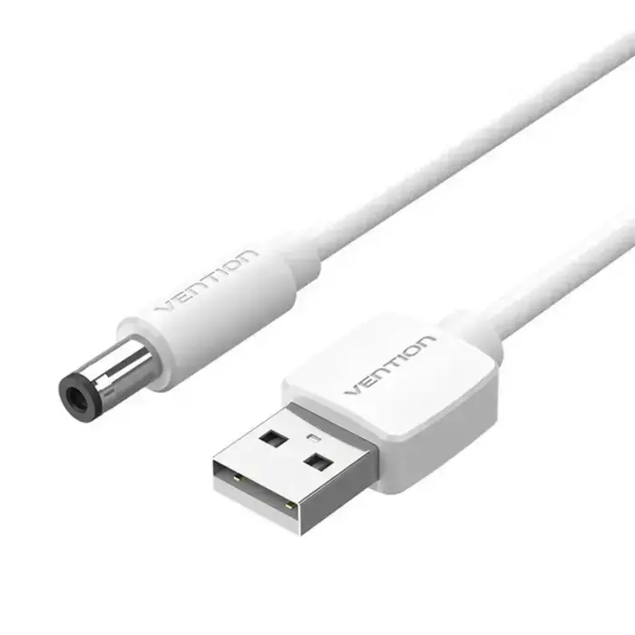 Power Cable USB 2.0 to DC 5.5mm Barrel Jack 5V Vention CEYWG 1,5m (white) Фото num