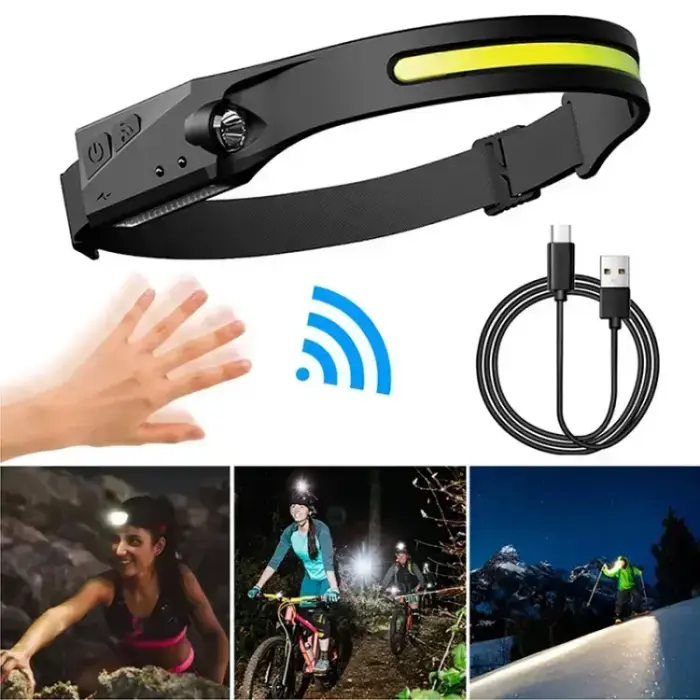 LED headlamp with IPX4 motion sensor USB-C 1200 mAh - black Фото num