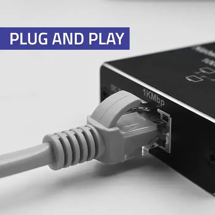 Qoltec Splitter mini SWITCH 1x2 port RJ45 | 1000Mbps | USB-C | Aluminium Photo