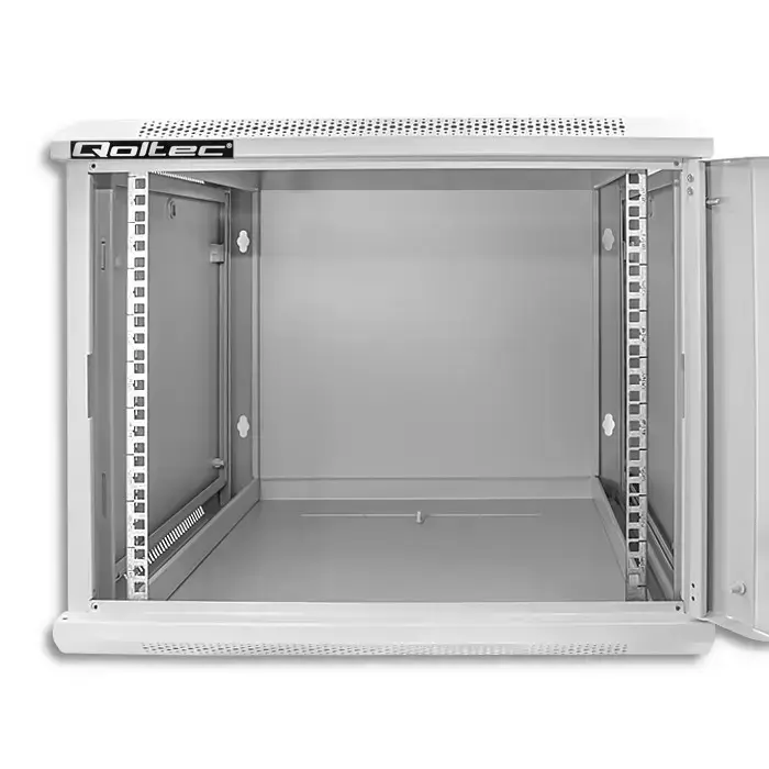 Qoltec RACK Cabinet 19" | 9U | 600 x 500 x 600 | Tempered doors | Hanging | Steel case | Lock | Grey Фото num
