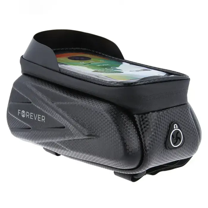 Waterproof bike frame bag with shell sides and phone holder Forever Outdoor black Photo