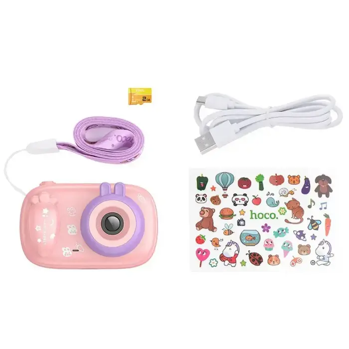 Digital kids camera with selfie function Hoco 1MP 2,0" HD Ready DV205 pink Фото num