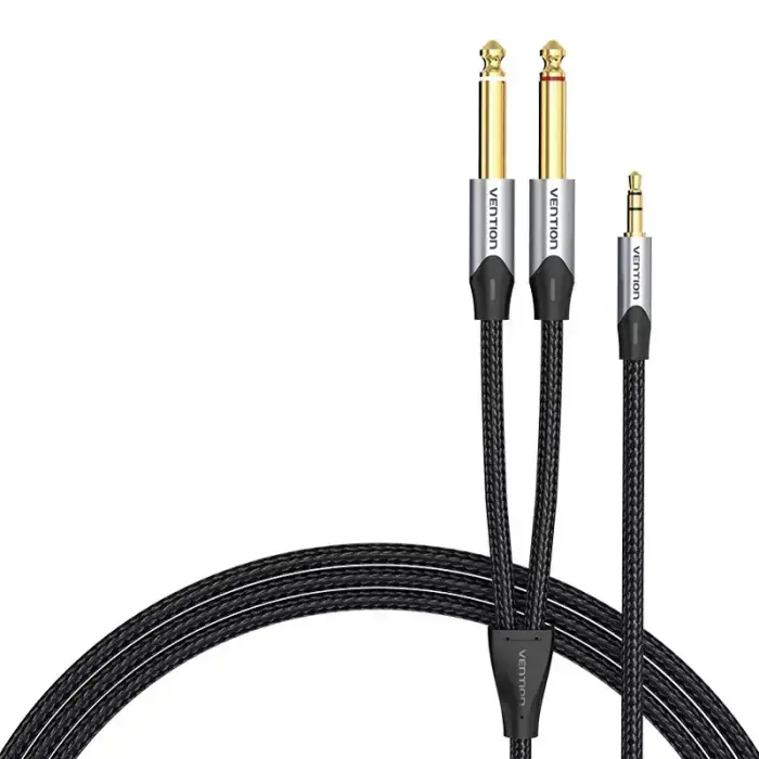 Audio cable mini jack 3.5mm to 2x jack 6.35mm male Vention BARHK 8m Foto 1