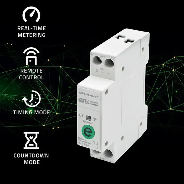 Qoltec Wi-fi DIN rail relay with electricity meter 63A| eWeLink by Sonoff | Wi-Fi | LED Фото num