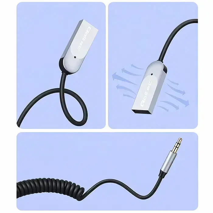 Qoltec Wireless Audio Receiver Adapter HiFi Home&Car | Bluetooth 6.0 | 2 x RCA | 1 x AUX 3.5mm | USB | Microphone Фото num