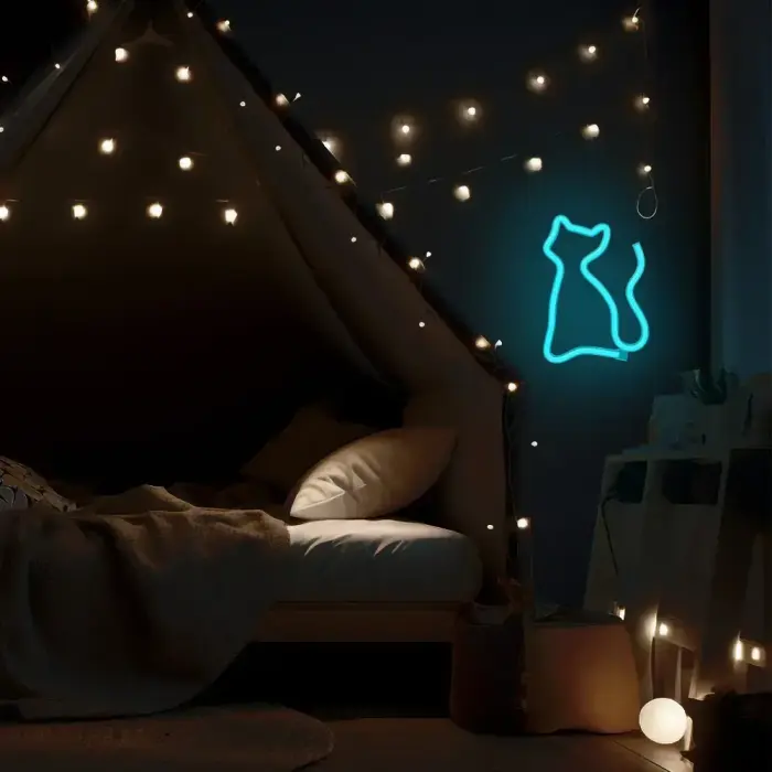 Neon LED Light CAT turquoise NNE24 Neolia Foto 7