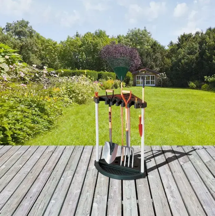 Dārza darbarīku turētājs stūra Corner Tool Rack melns Foto 5