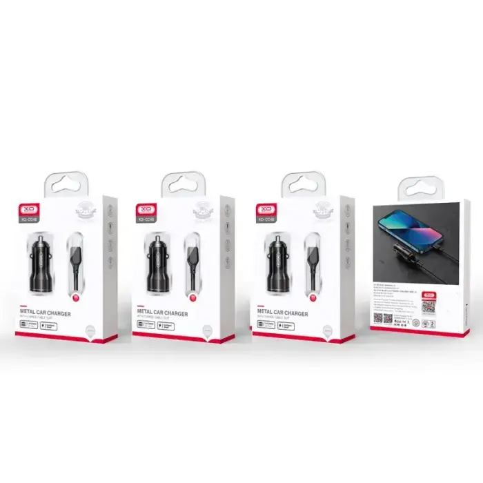 XO car charger CC48 2x USB 2,4A black + USB-C cable Фото num