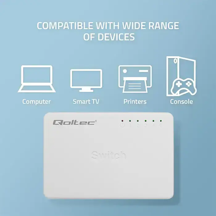 Qoltec Network SWITCH | 5 x RJ45 port | 100Mbps | Fast Ethernet | LAN Photo