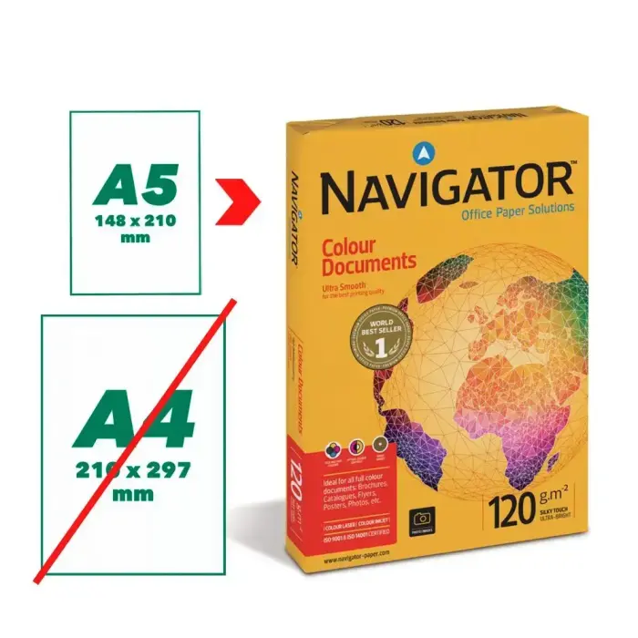 Papīrs NAVIGATOR COLOUR DOCUMENTS A5 120g/m2, 250 loksnes/iepakojumā Фото num