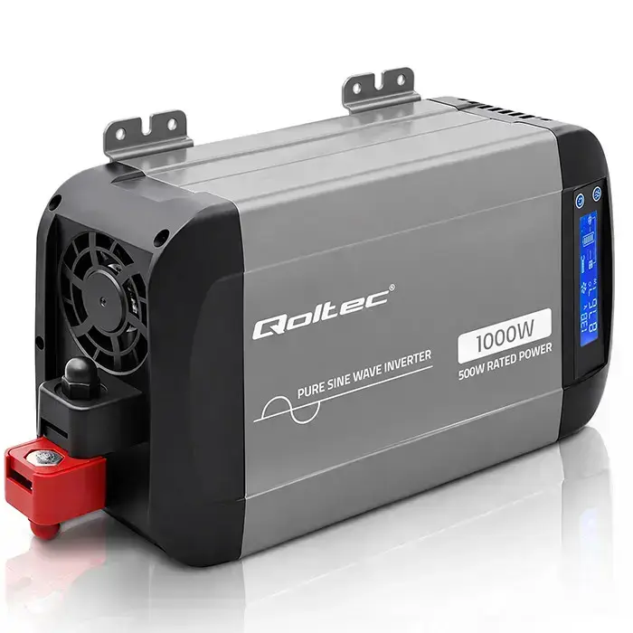 Qoltec Pure Sine Wave Inverter | 12V to 230V | 500/1000W | LCD | USB | USC-C | Compatible with LiFePO4 GEL AGM  Foto 5
