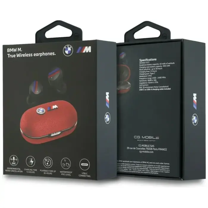 Headphones Bluetooth TWS BMW Metal Logo ENC red Foto 6