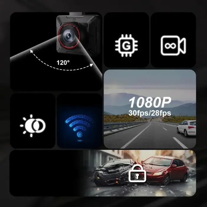AKEEYO P1 car camera video recorder FullHD 30fps - black Foto 16