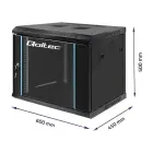 Qoltec RACK Cabinet 19" | 9U | 600 x 500 x 450 | Tempered doors | Hanging | Steel case | Lock | Black Фото num