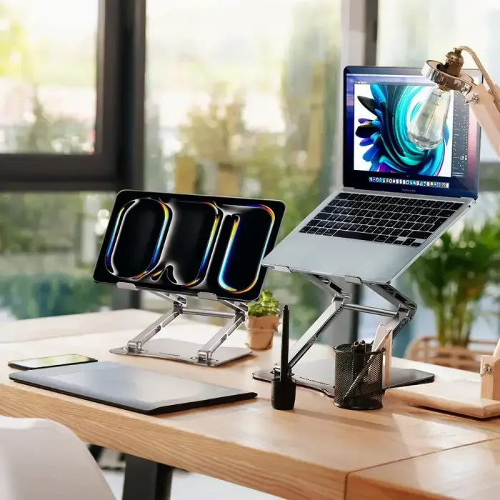 Wozinsky WRS-CPY75DSS Aluminum Laptop and Tablet Stand + Free Smartphone Stand - Silver Foto 20