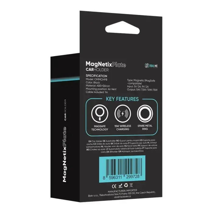 OBAL:ME MagNetix Plate Wireless Car Charger Mount 15W Black Фото num