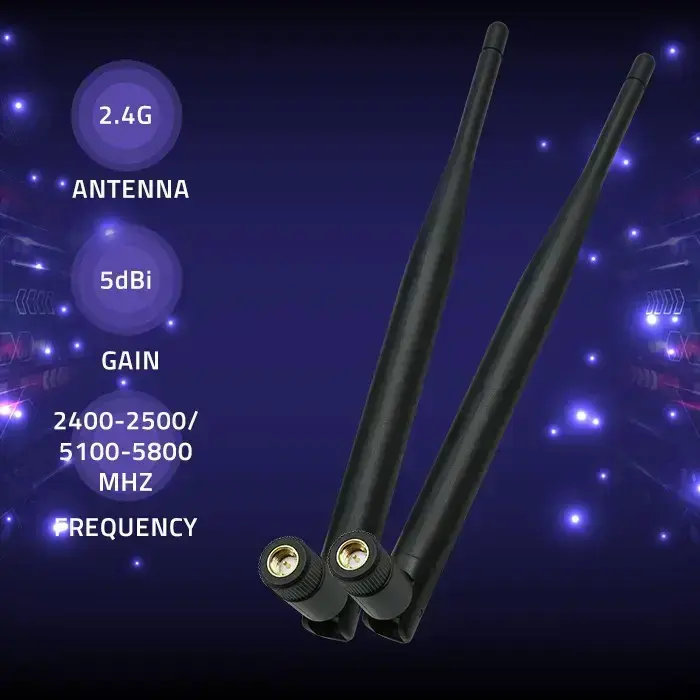 Qoltec Wi-Fi antenna 2.4/2.5 GHz | 5.1/5.8 GHz | 5dBi | omnidirectional | Indoor Фото num
