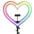 LED Ring Stream RGB lamp 10" with holder for mobile HEART + tripod JM26-10 black Фото num