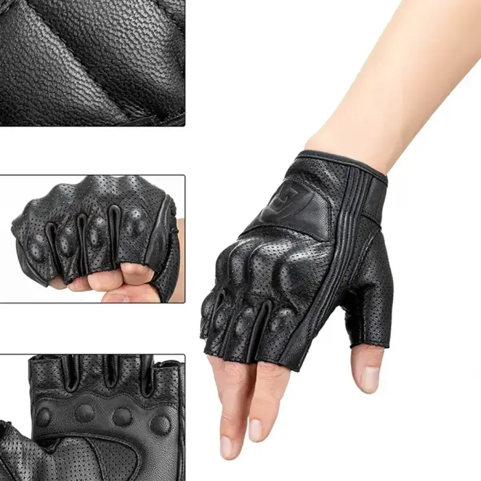 Rockbros 16220006003 L leather motorcycle gloves - black Foto 4