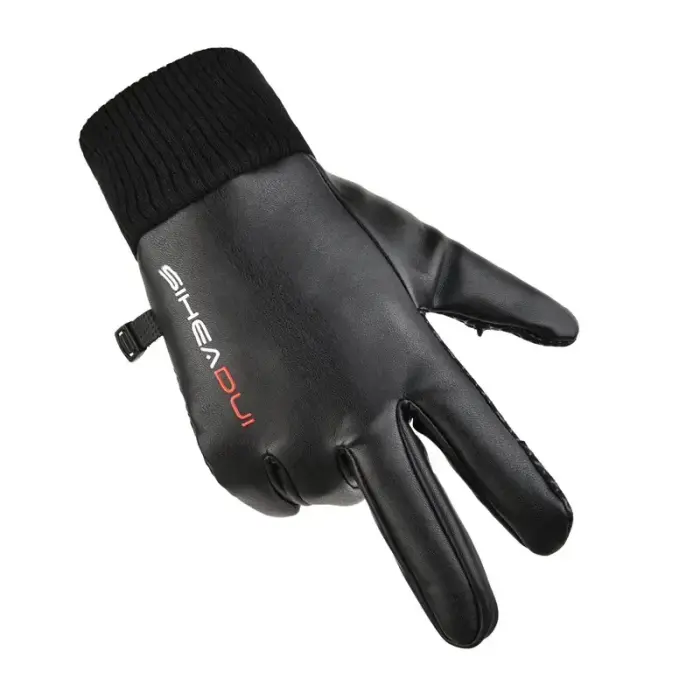 Men's insulated, anti-slip telephone gloves - black Foto 3