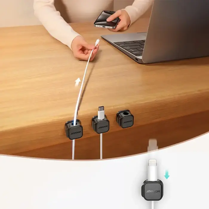 Joyroom JR-ZS368 magnetic cable organizer - black (3 pcs.) Фото num