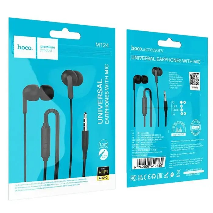 Wire earphones Jack 3,5 mm Hoco M124 white Фото num