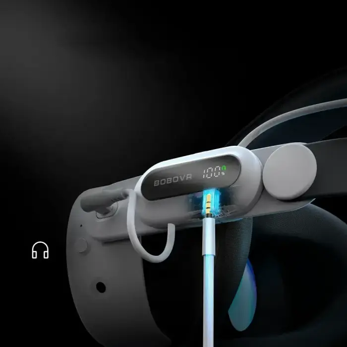 BoboVR E3 Pro Head Strap with Battery for Meta Quest 3 and 3S - White and Black Фото num