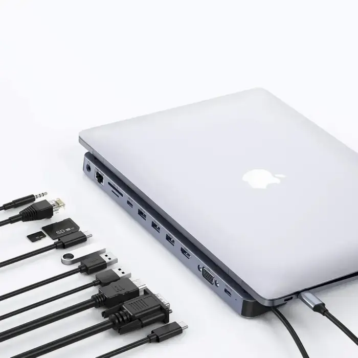 Док-станция Choetech HUB-M20 2 порта USB-C | 3 порта USB 3.0 | HDMI | VGA | SD | TF | RJ45 | 3,5 мм Фото num