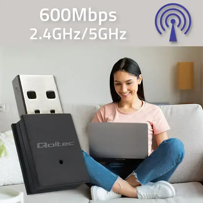 Qoltec Wireless Ultra High Speed Mini Adapter WiFi | Standard AC | BT 4.0 | USB 2.0 | 600Mbps Foto 3
