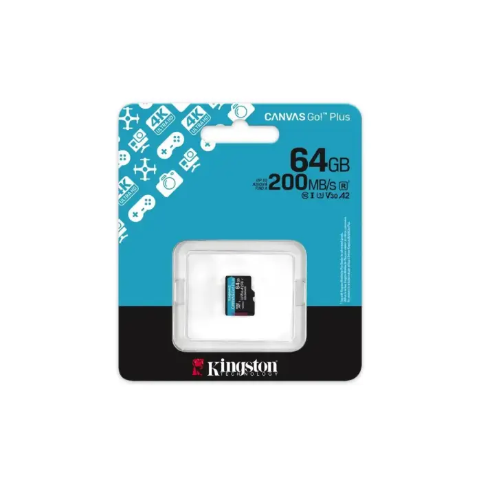 Kingston memory card 64GB microSDXC Canvas Go Plus Gen4 200MB/s A2 U3 V30 Фото num