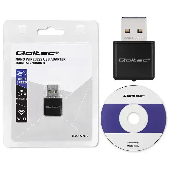 Qoltec Wireless Ultra High Speed Mini Adapter NANO WiFi | Standard N | USB 2.0 | 300Mbps Фото num