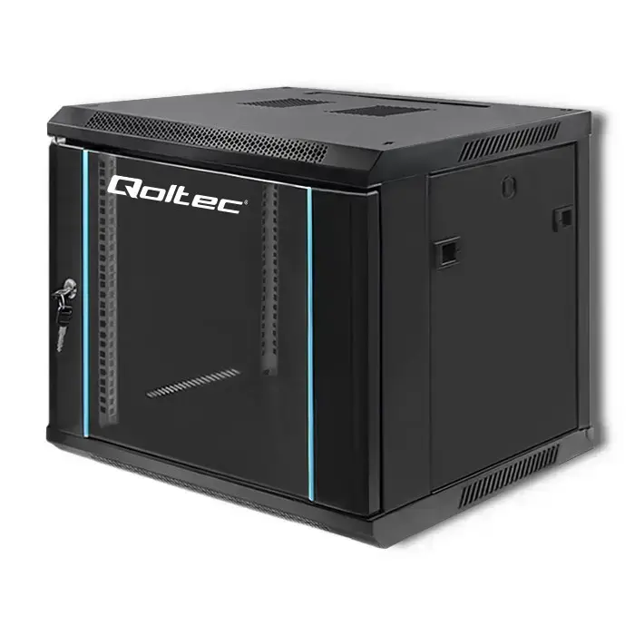 Qoltec RACK Cabinet 19" | 9U | 600 x 500 x 600 | Tempered doors | Hanging | Steel case | Lock | Black Foto 7