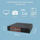 Qoltec Gigabit Ethernet SWITCH | 16x RJ45 | 2x SFP | 1000 Mb/s Photo