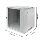 Qoltec RACK Cabinet 19" | 12U | 600 x 635 x 450 | Tempered doors | Hanging | Steel case | Lock | Grey Фото num