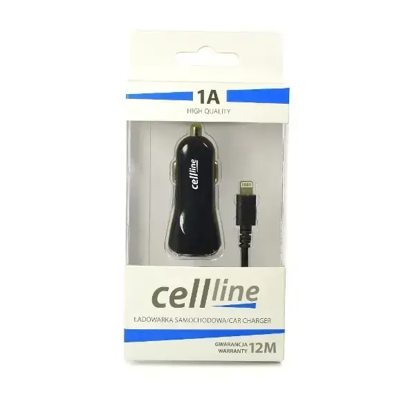 Автомобильное зарядное устройство Cellline | 1A | USB-A, Lightning | кабель | черный Фото num