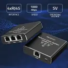 Qoltec Splitter Ethernet mini SWITCH 1x3 RJ45 | 1000Mb/s | USB-C | Aluminium Photo