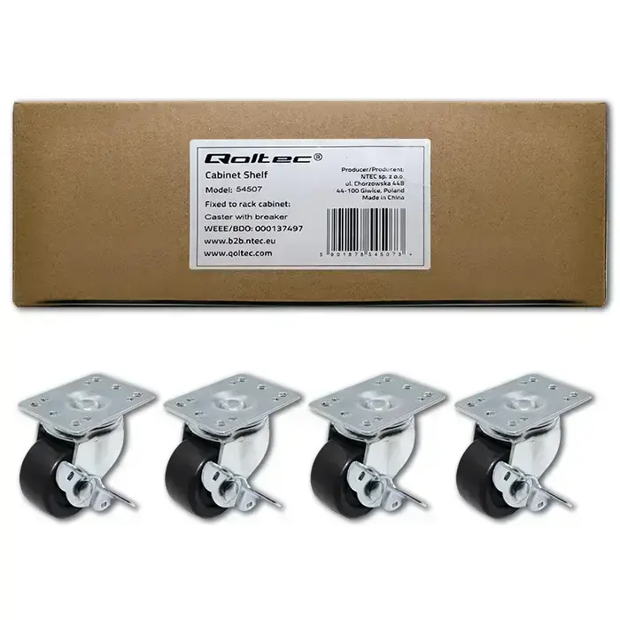 Qoltec Castors with brake for racks 19''| 4pcs. Photo