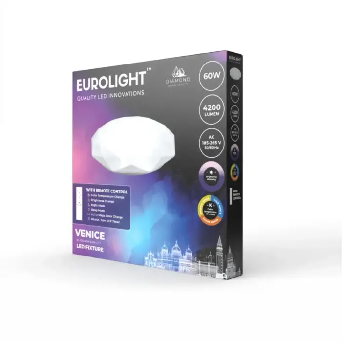 VENICE LED šviestuvas valdomas pulteliu 60W, IP20, 3900lm Eurolight Foto 2