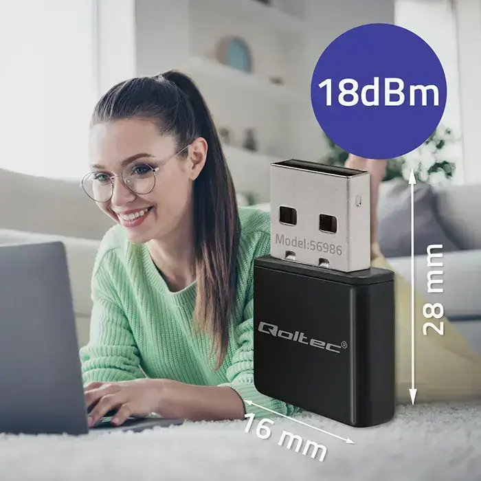 Qoltec Wireless Ultra High Speed Mini Adapter NANO WiFi | Standard N | USB 2.0 | 300Mbps Фото num