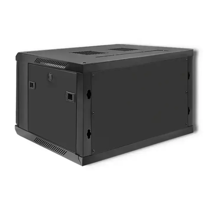 Qoltec RACK Cabinet 19" | 6U | 600 x 370 x 600 | Tempered doors | Hanging | Steel case | Lock | Black Фото num
