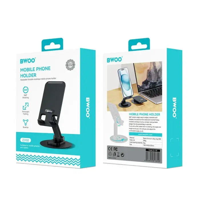 BWOO rotating desktop phone holder ZJ132 black Photo