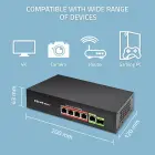 Qoltec FAST Ethernet PoE SWITCH 4x RJ45 PoE 1x RJ45 Uplink 1x SFP | 65W | 1000 Mb Foto 4