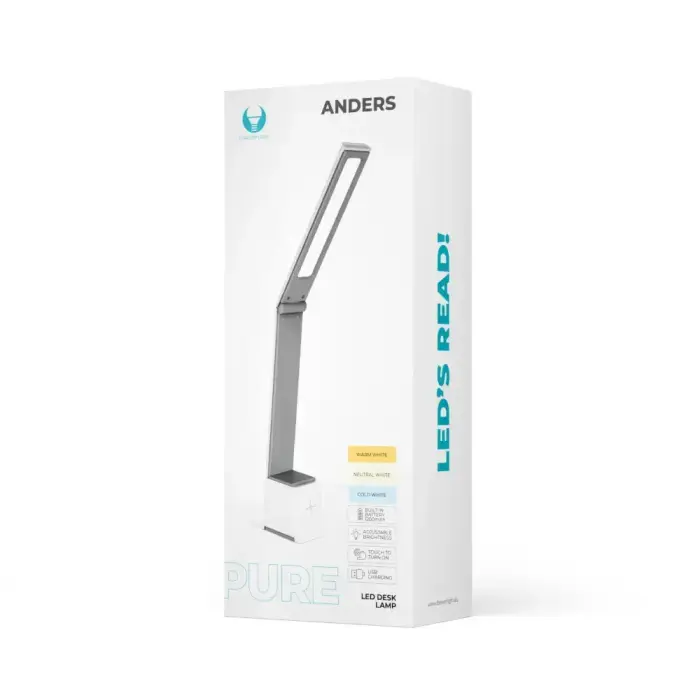 Desk LED Lamp 5W foldable PURE FLB-110 ANDERS white-grey Forever Light Photo