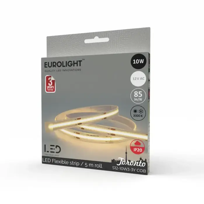 Juosta LED 10W 12V 3000K COB 5m Eurolight Фото num