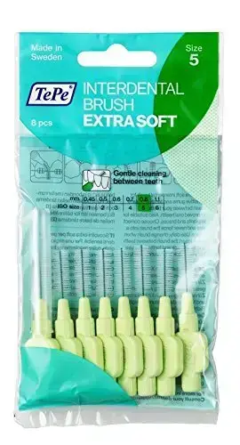 TePe Interdental Brush Extra Soft  Supersoft Dental Brush for Teeth Cleaning  Pack of 8  0.8 Mm  Large Gaps  Green  Size 5 Фото num