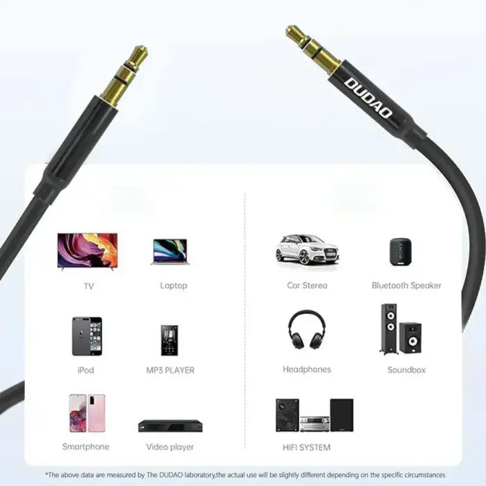 Dudao L12S AUX cable mini jack 3.5mm 1m 3-pole stereo - black Foto 13