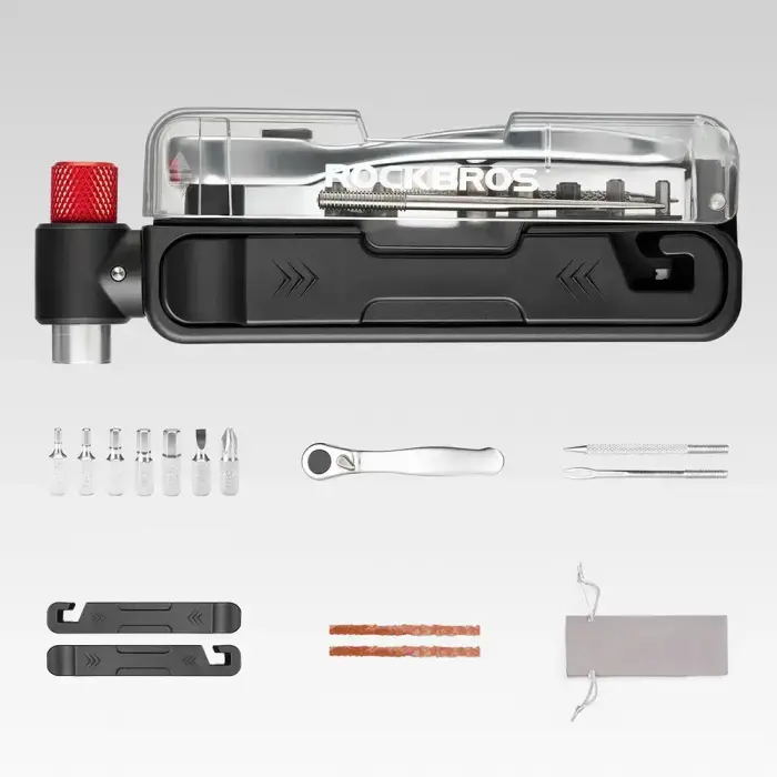 Rockbros Multitool Bike Tool Set with CO2 Pump and Ratchet Wrench - Black Foto 4