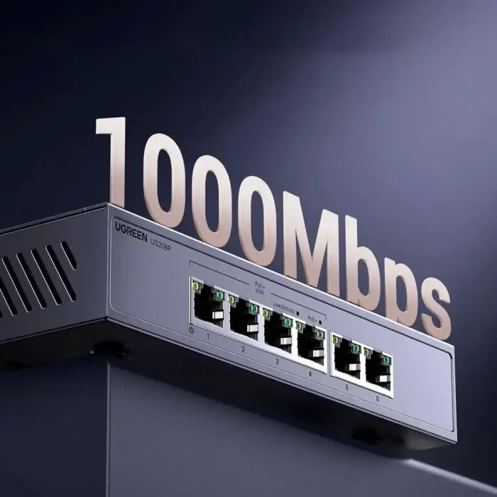 Switch Ugreen 6-Port 1Gb/s Ethernet Switch with PoE - Gray Foto 13
